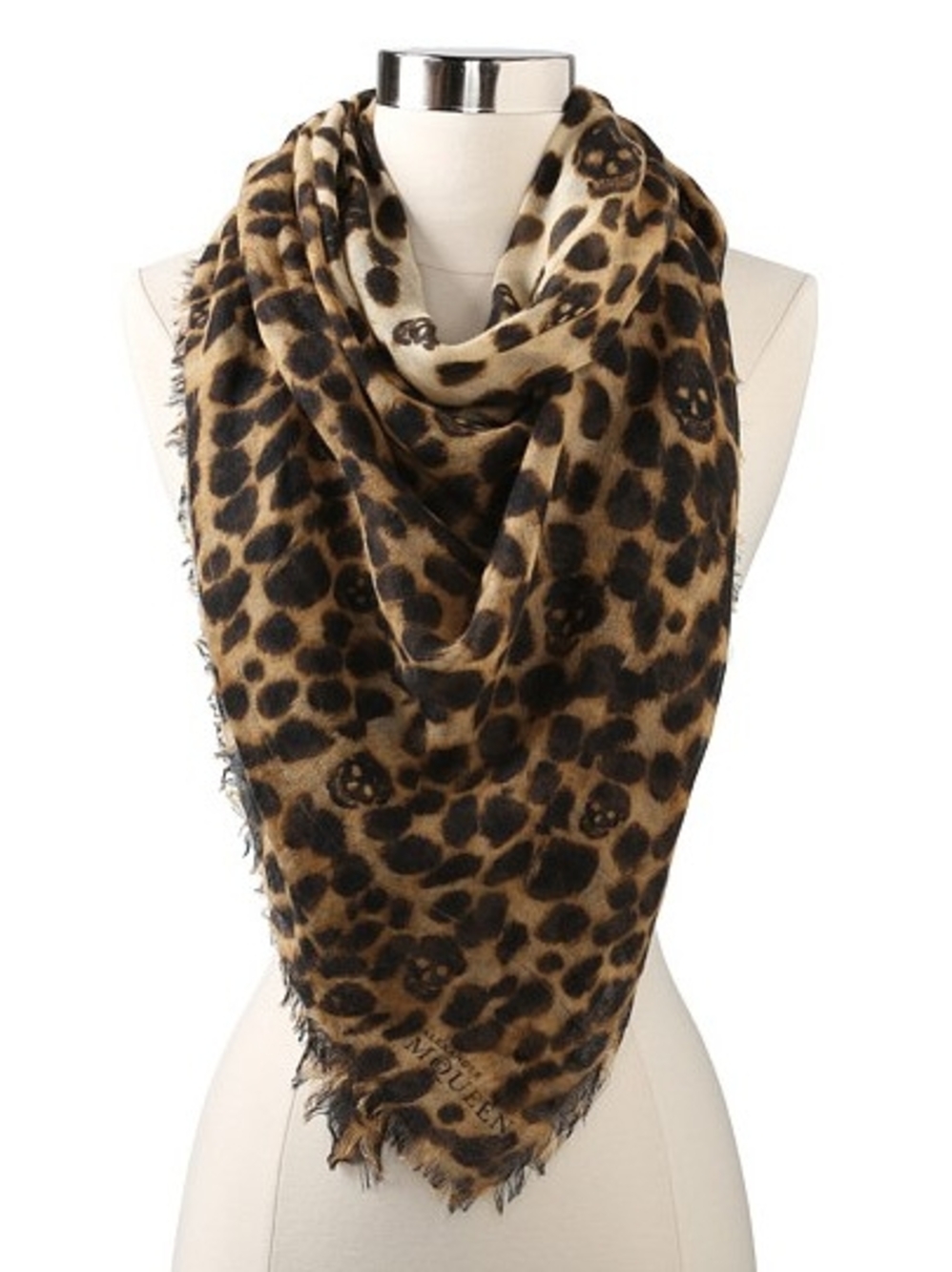 Alexander McQueen Leopard Print Scarf 50"×50"